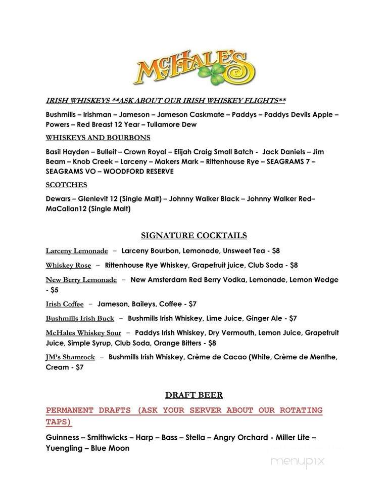 McHale's On Main - Rock Hill, SC menu_pic