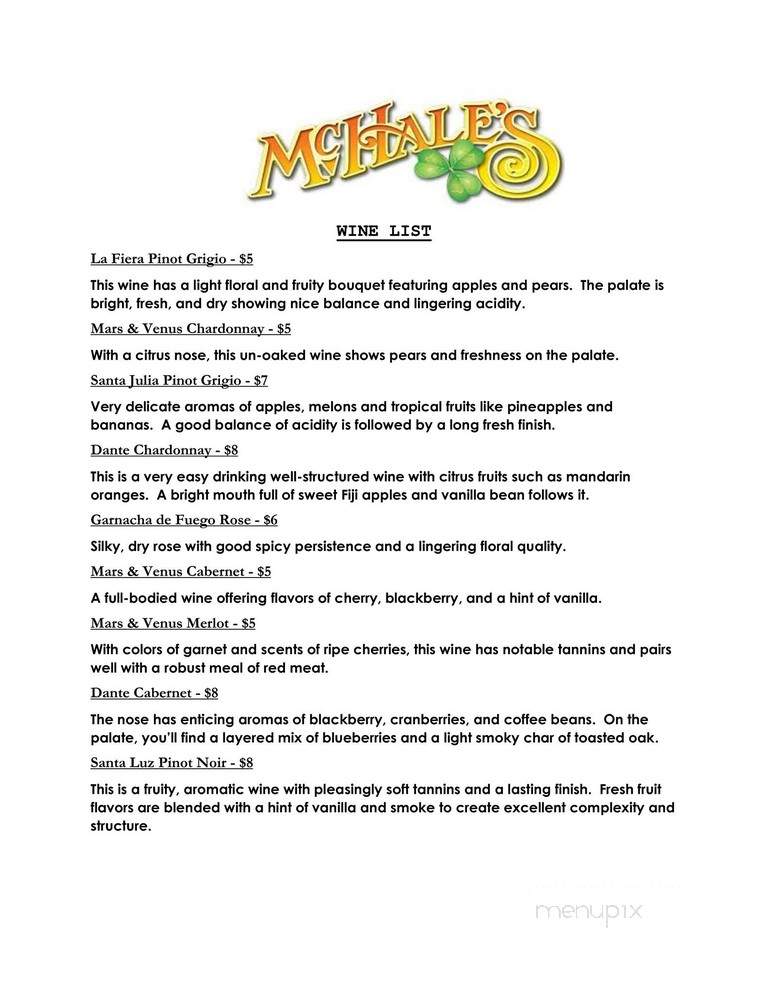 McHale's On Main - Rock Hill, SC menu_pic