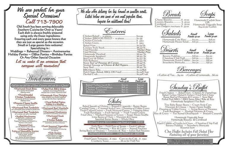 Old South & Catery, LLC - Camden, SC menu_pic