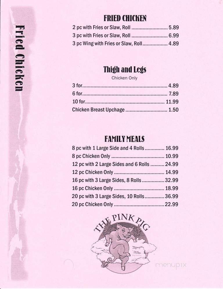 Pink Pig - Hardeeville, SC menu_pic