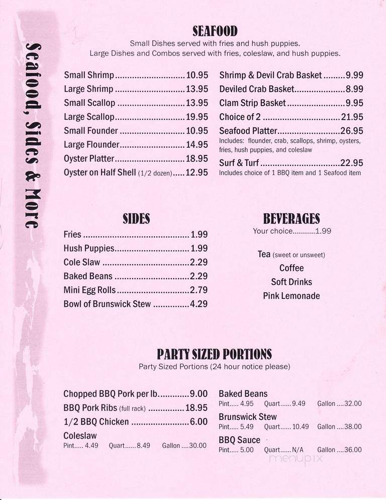 Pink Pig - Hardeeville, SC menu_pic