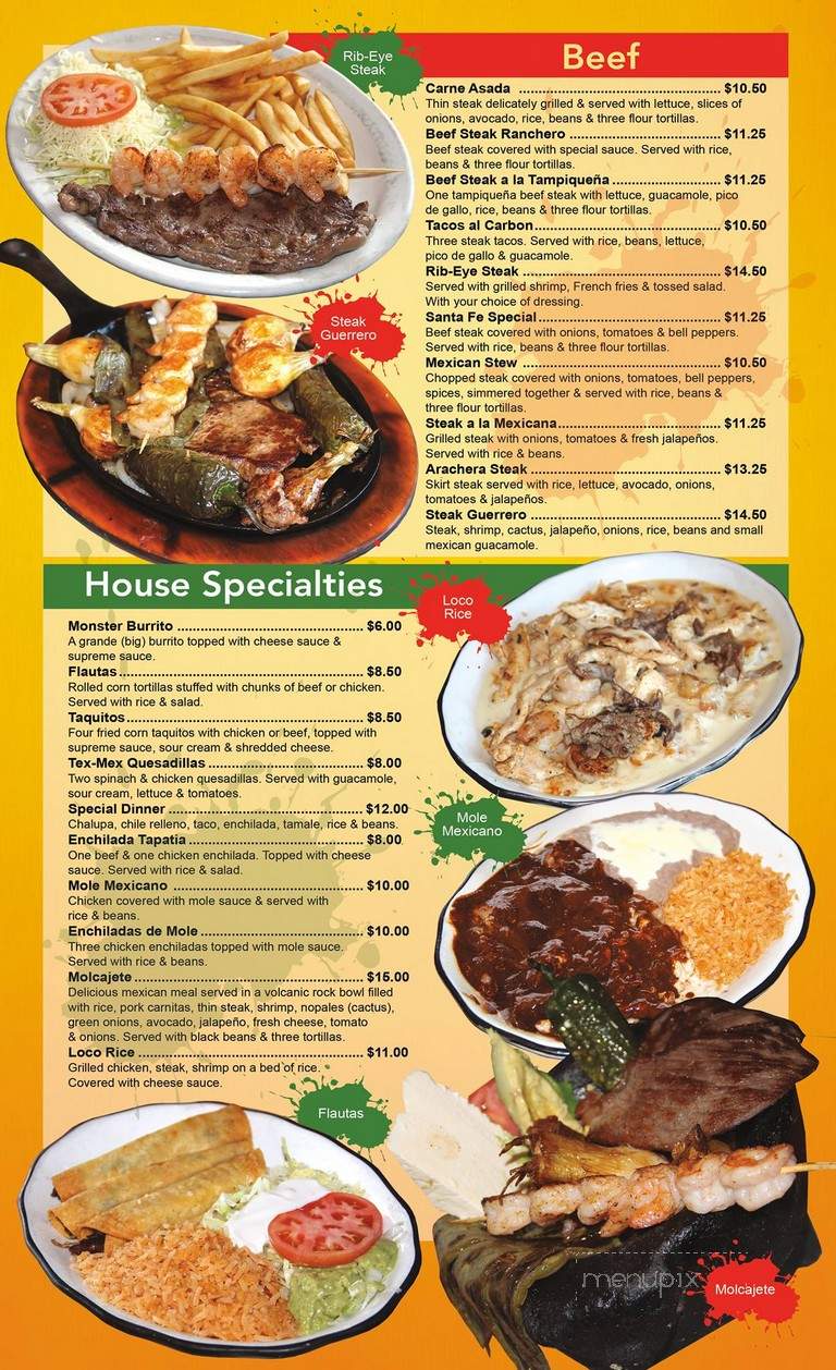 Santa Fe' Mexican Grill - Greenwood, SC menu_pic