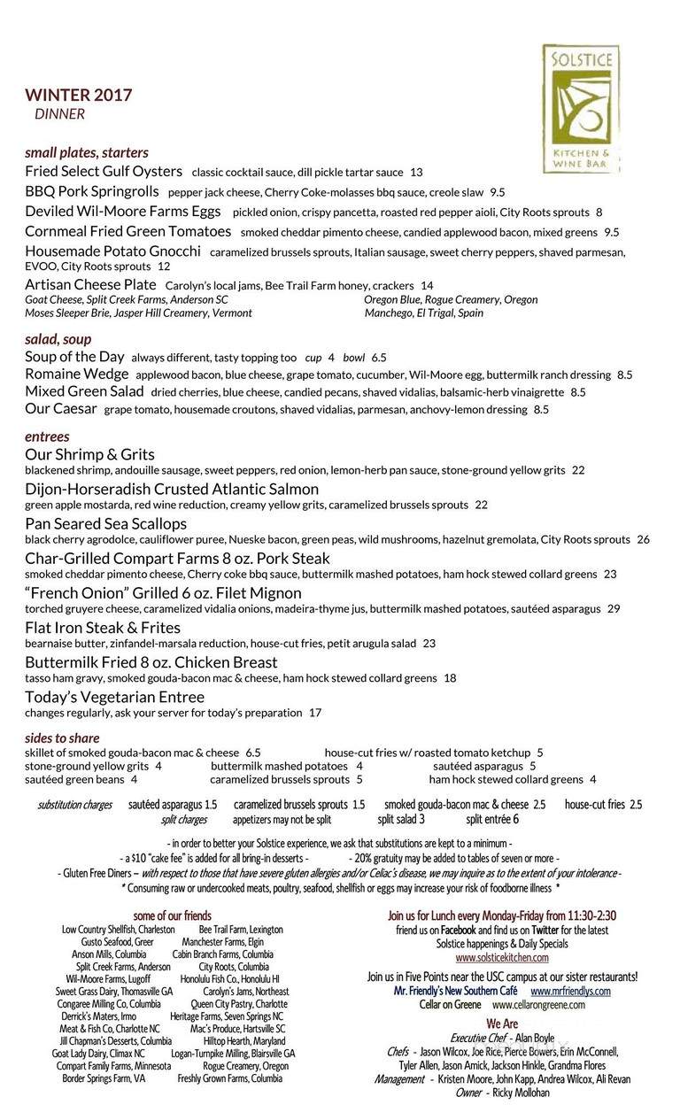 Solstice - Columbia, SC menu_pic
