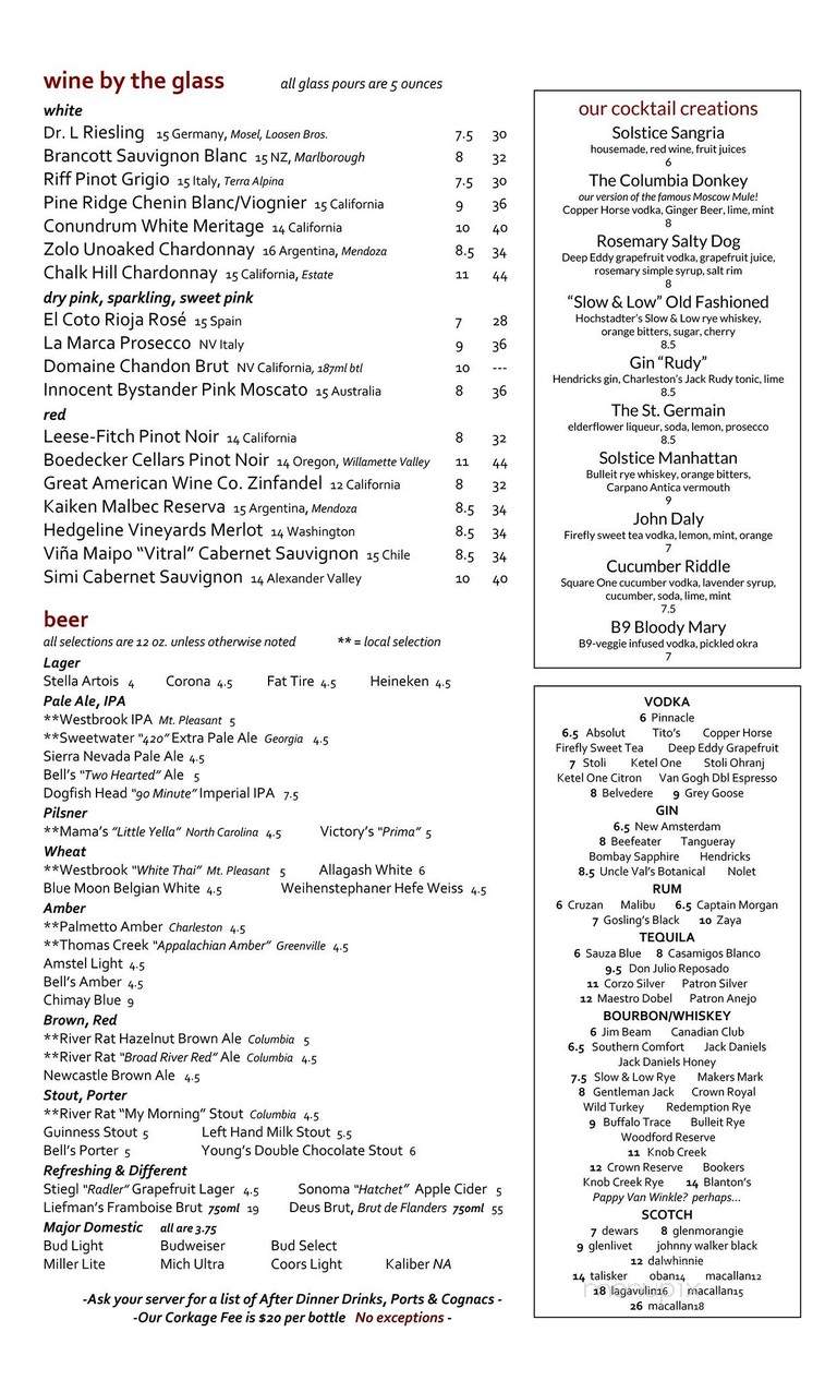 Solstice - Columbia, SC menu_pic