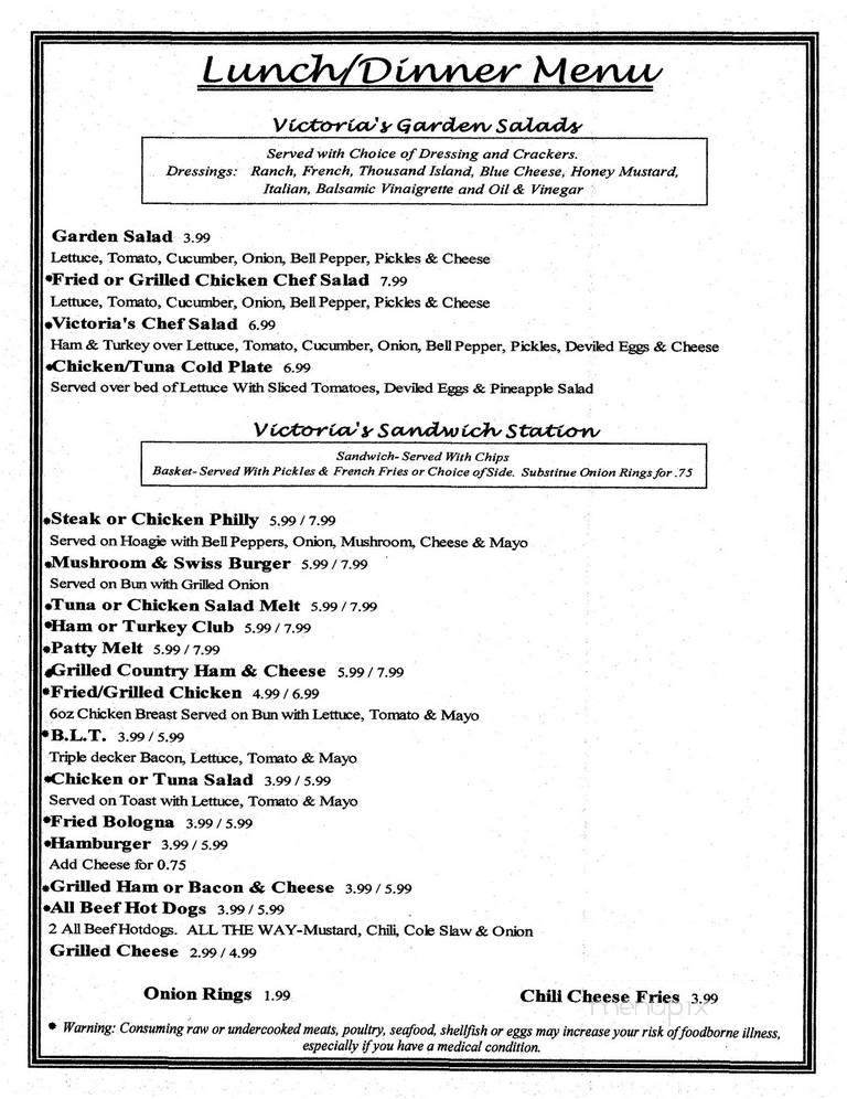 Victorias Country Cookin - Myrtle Beach, SC menu_pic