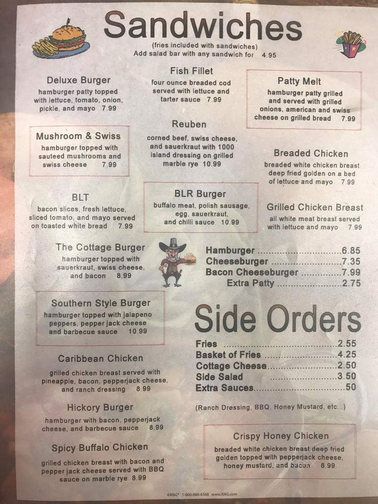 Buffalo Lake Restaurant - Eden, SD menu_pic