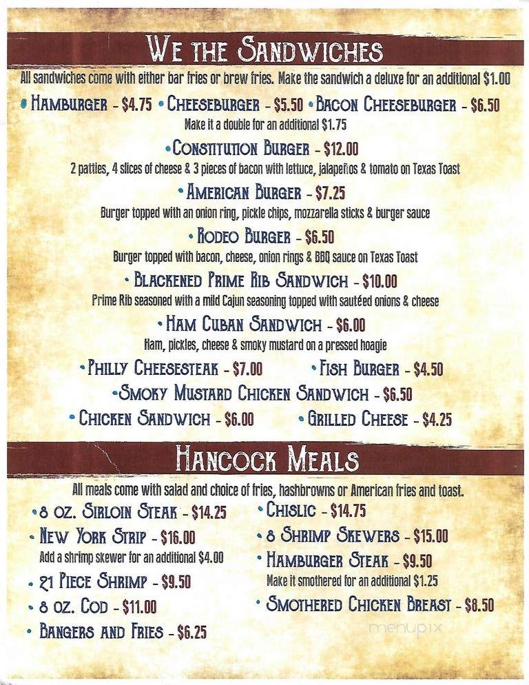 Fairfax Grill & Bar - Fairfax, SD menu_pic