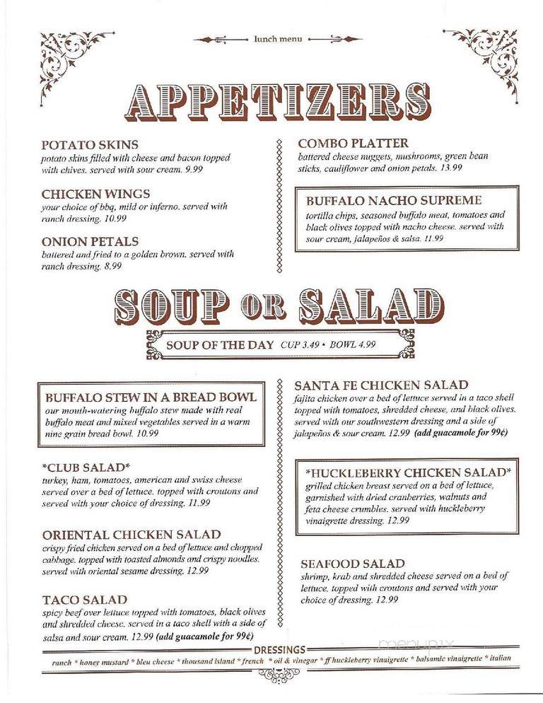 Ruby House Restaurant - Keystone, SD menu_pic