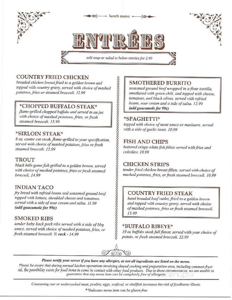 Ruby House Restaurant - Keystone, SD menu_pic