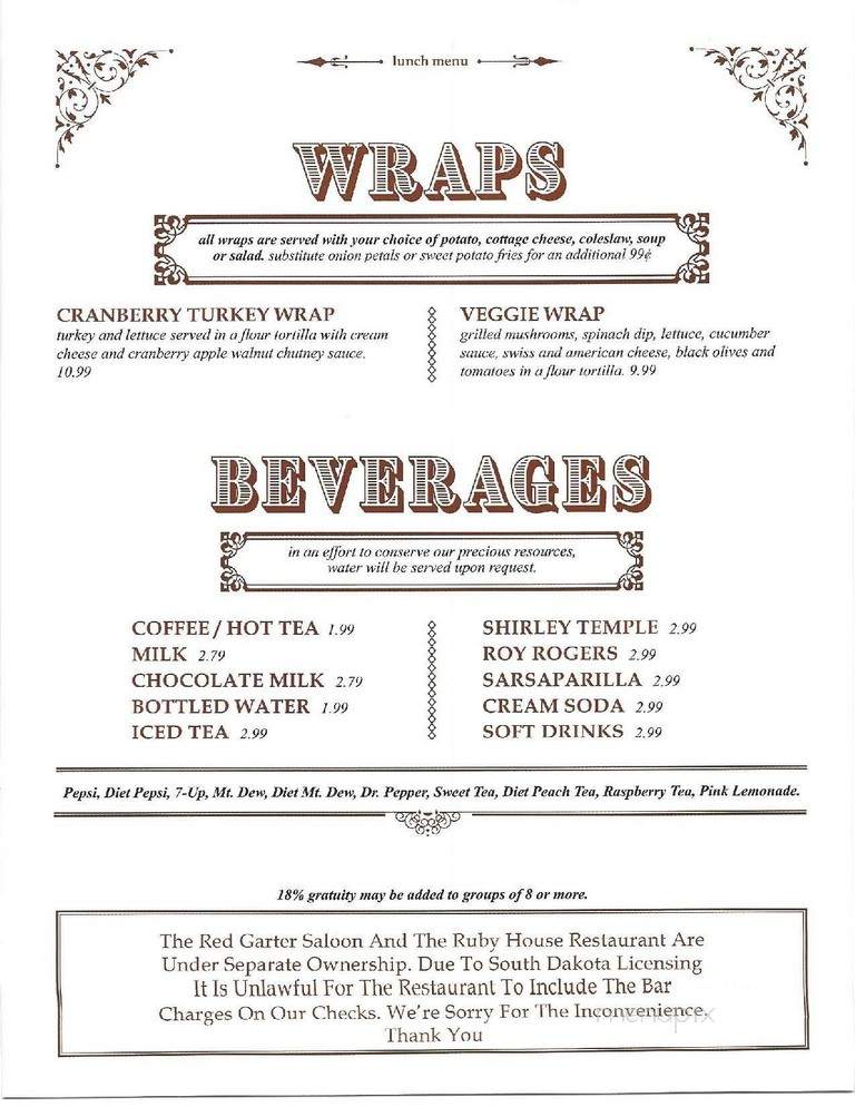 Ruby House Restaurant - Keystone, SD menu_pic