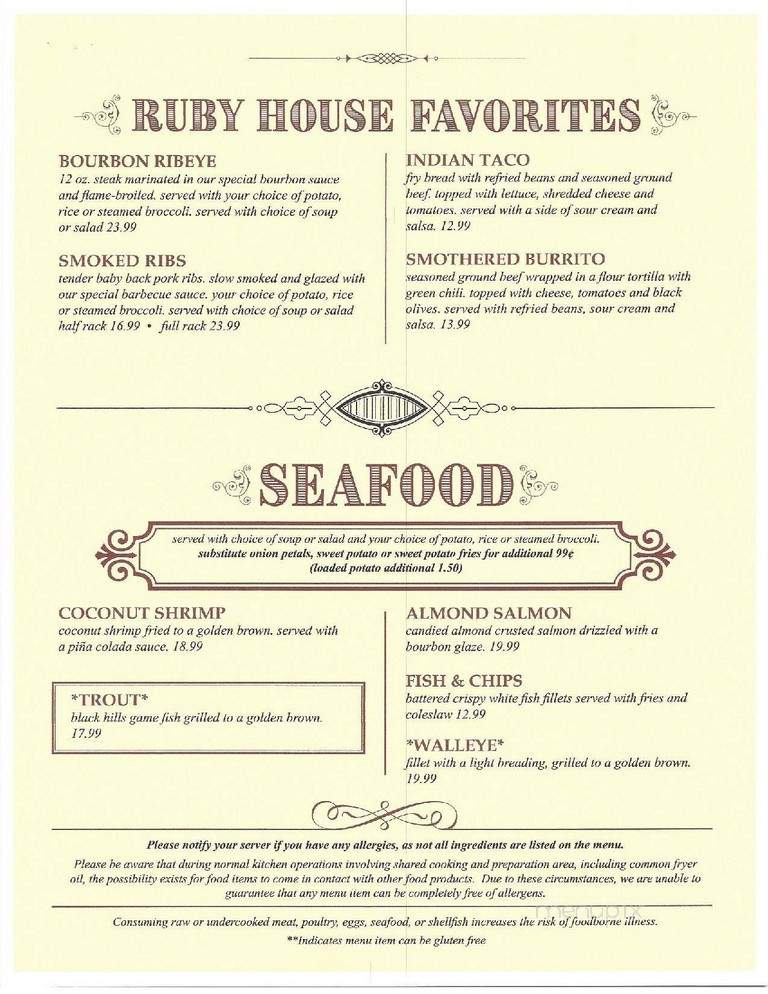 Ruby House Restaurant - Keystone, SD menu_pic