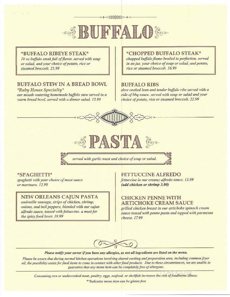 Ruby House Restaurant - Keystone, SD menu_pic