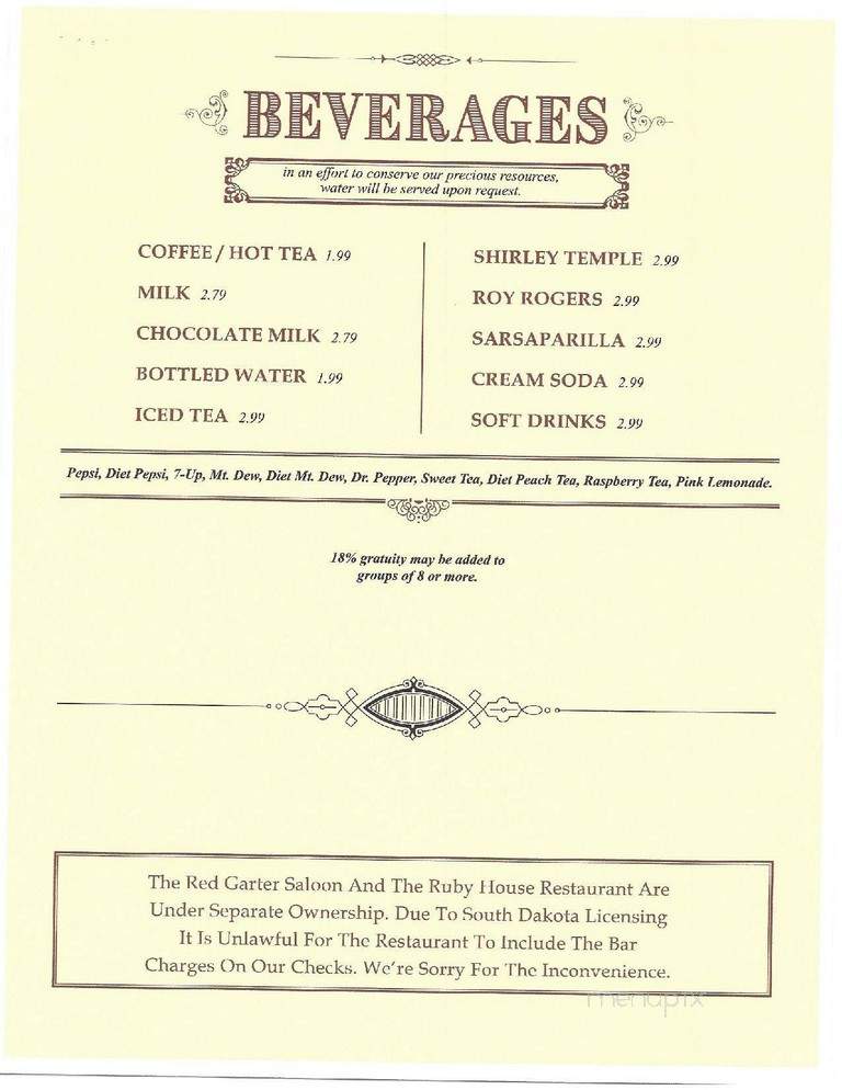 Ruby House Restaurant - Keystone, SD menu_pic