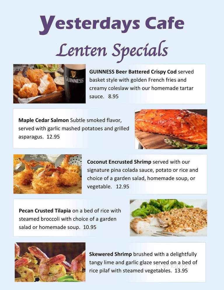 Yesterday's Cafe - Yankton, SD menu_pic