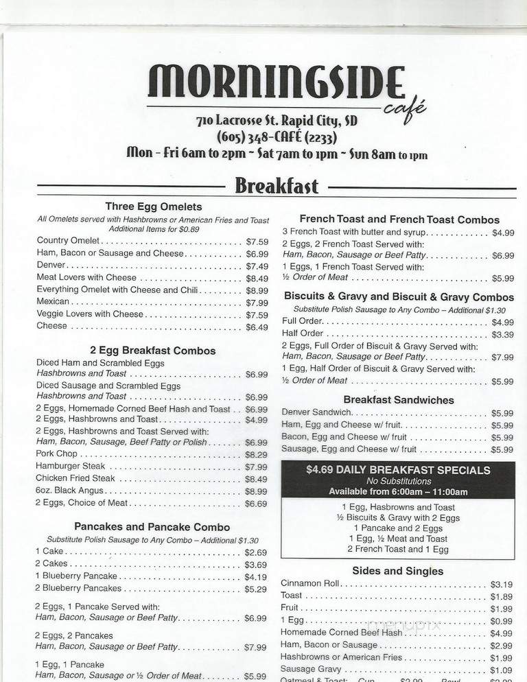 Morningside Cafe - Rapid City, SD menu_pic