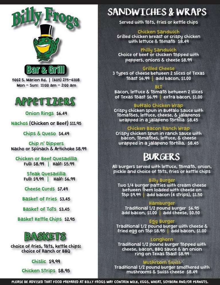 Billy Frogs - Sioux Falls, SD