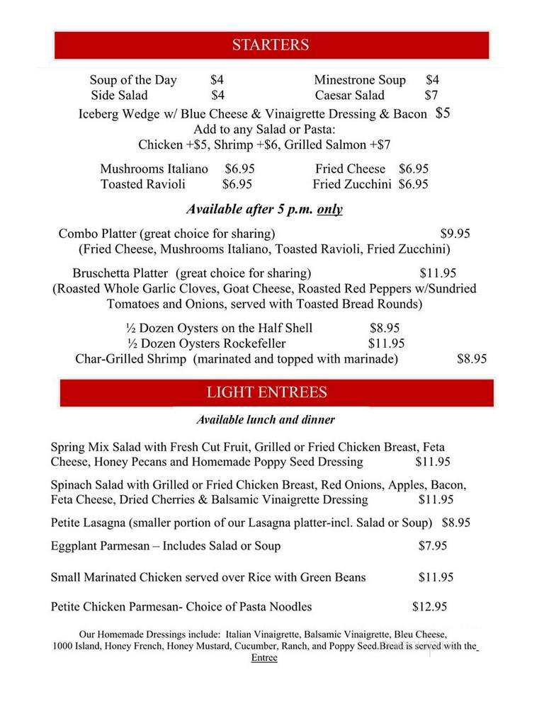 Baudo's Restaurant - Jackson, TN menu_pic