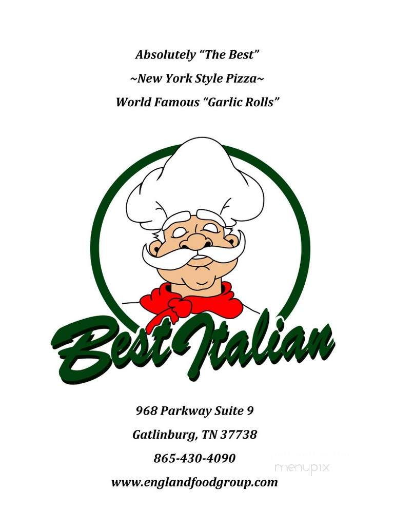 Best Italian Cafe & Pizzeria - Gatlinburg, TN menu_pic