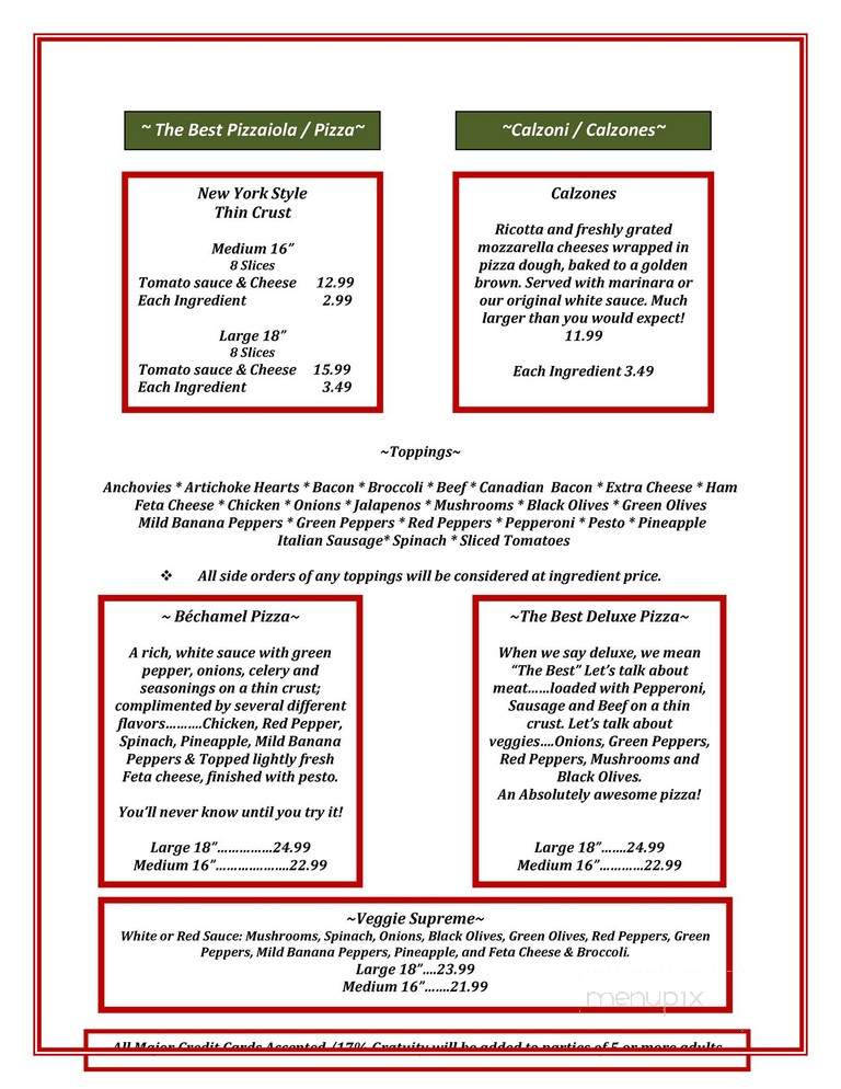 Best Italian Cafe & Pizzeria - Gatlinburg, TN menu_pic