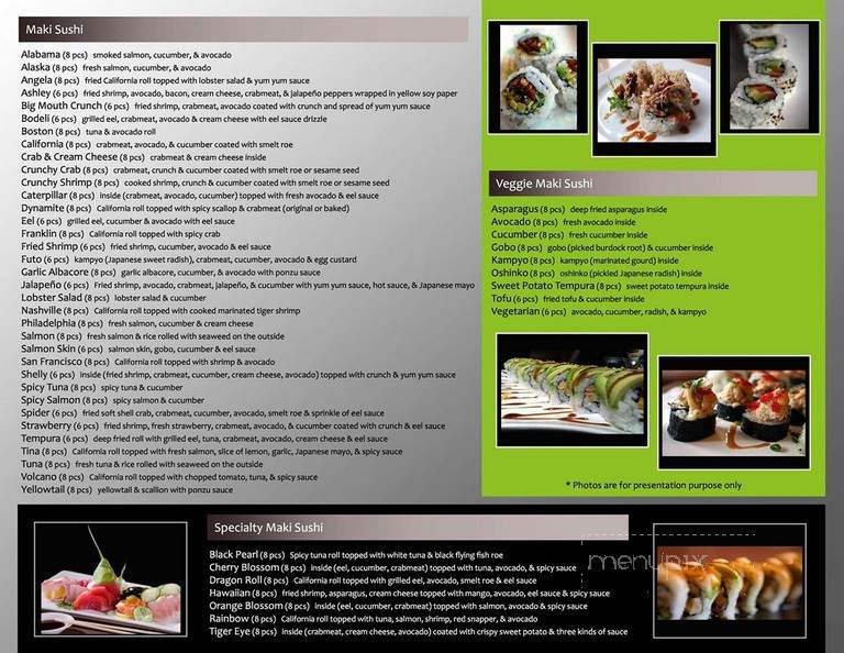 Bodeli Sushi Restaurant - Franklin, TN menu_pic