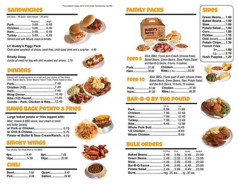 Buddy's Bar-B-Q - Kodak, TN menu_pic