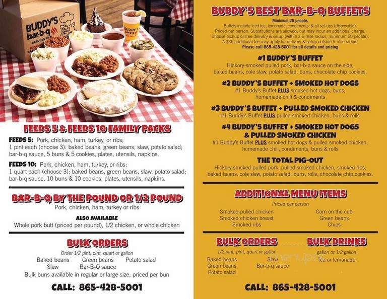 Buddy's Bar-B-Q - Kodak, TN menu_pic