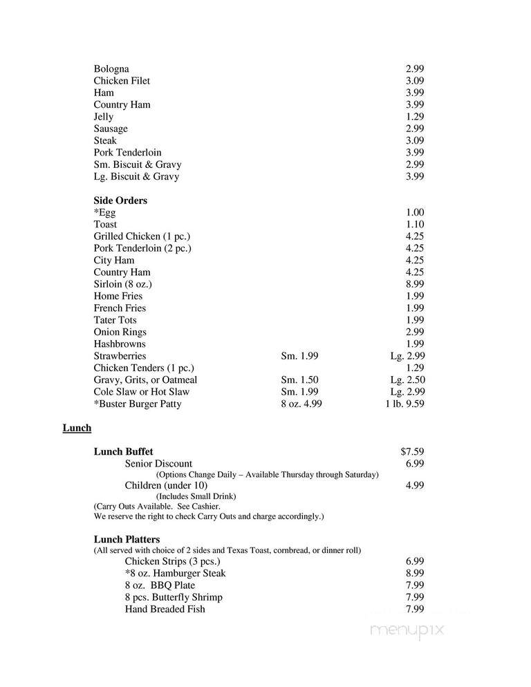 Cameron's Restaurant - Cleveland, TN menu_pic