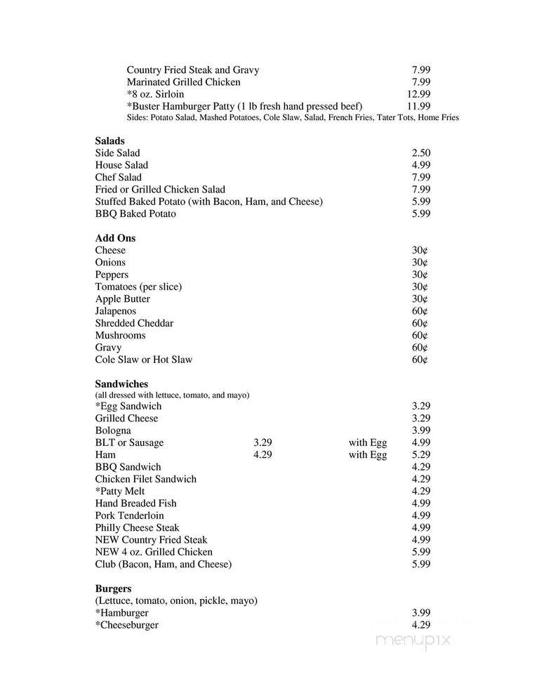 Cameron's Restaurant - Cleveland, TN menu_pic