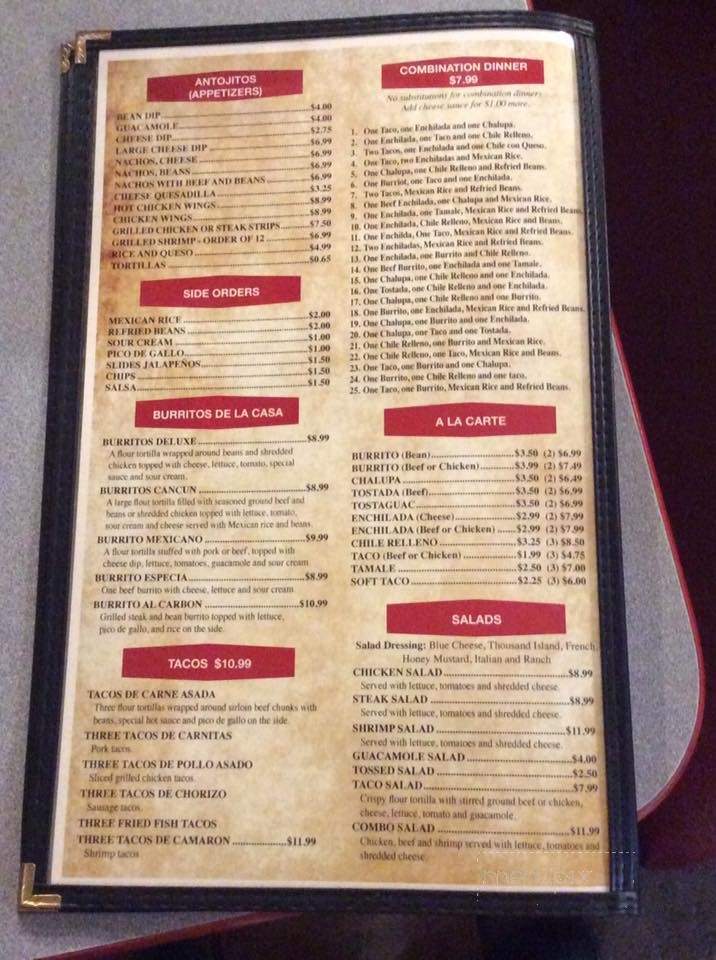 Cancun Mexican Restaurant - Crossville, TN menu_pic