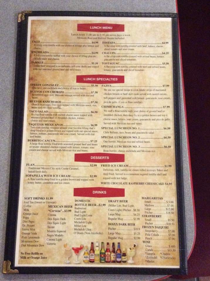 Cancun Mexican Restaurant - Crossville, TN menu_pic