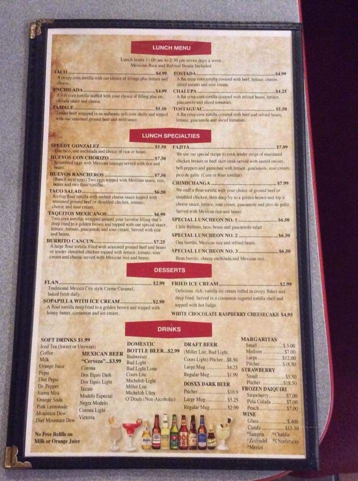 Cancun Mexican Restaurant - Crossville, TN menu_pic
