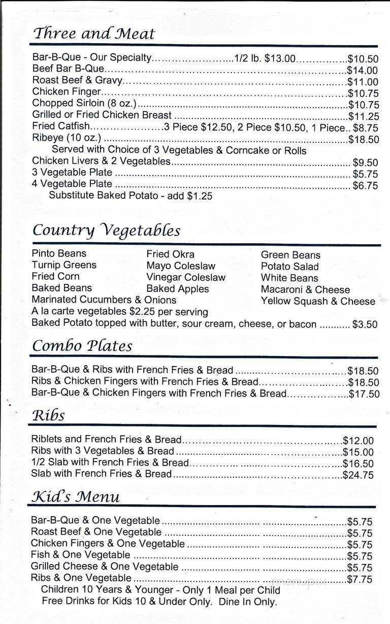 Carl's Perfect Pig Bar B Que - White Bluff, TN menu_pic