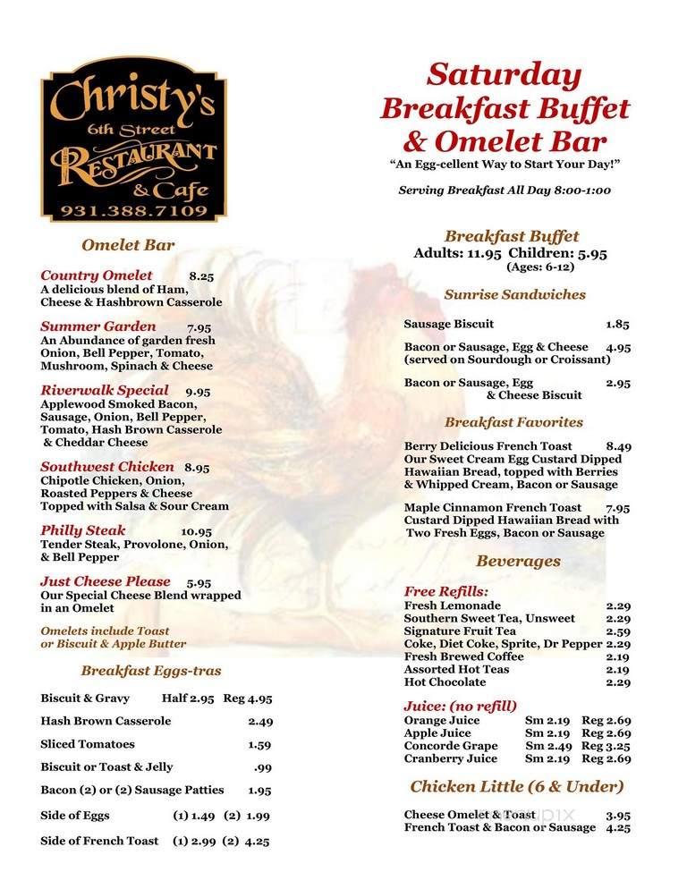 Christy's 6th Street Restaurant - Columbia, TN menu_pic