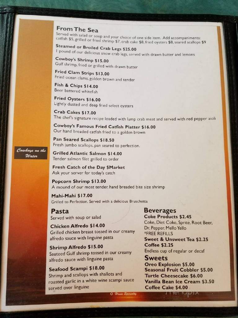 Cowboy's Seafood On The Water - Dandridge, TN menu_pic
