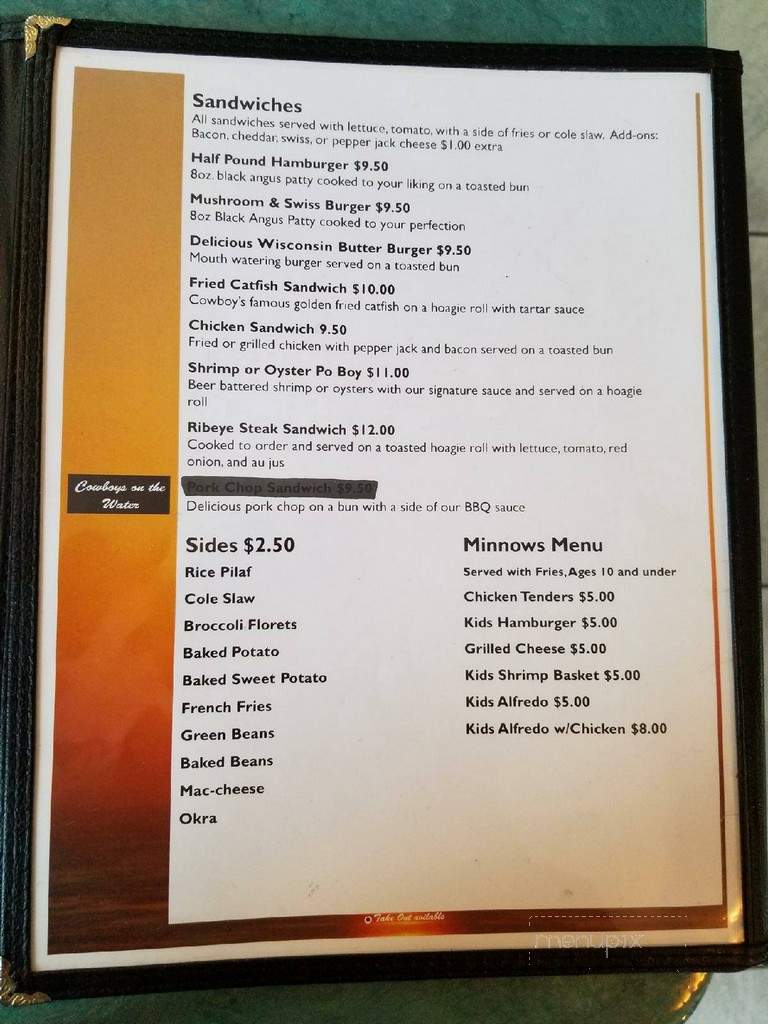 Cowboy's Seafood On The Water - Dandridge, TN menu_pic