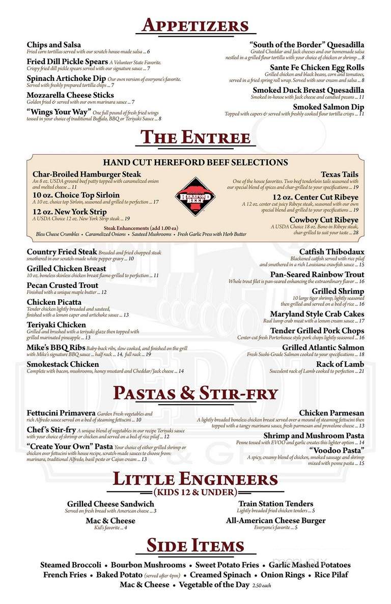 Depot Bar & Grill - Springfield, TN menu_pic