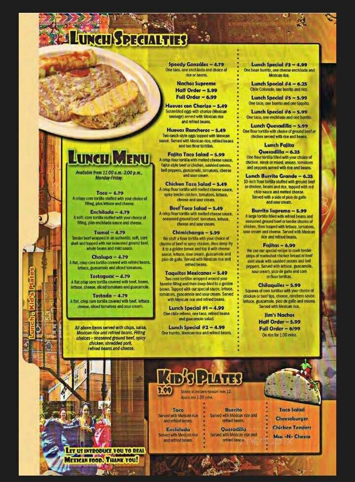 Dos Margaritas - Hendersonville, TN menu_pic