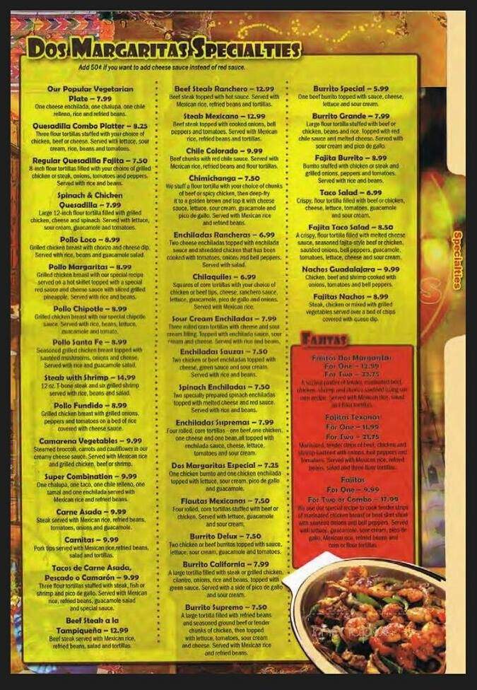 Dos Margaritas - Hendersonville, TN menu_pic