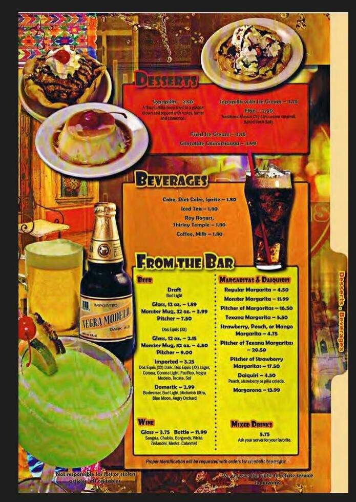Dos Margaritas - Hendersonville, TN menu_pic