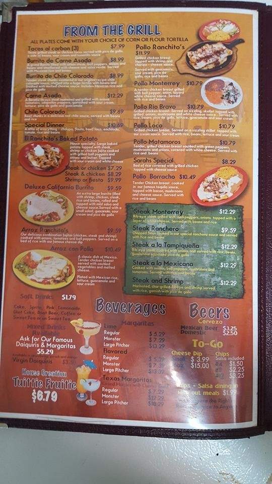 El Ranchitos - Brownsville, TN menu_pic