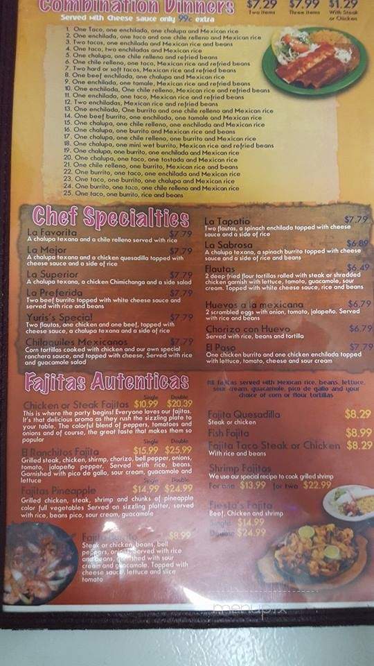 El Ranchitos - Brownsville, TN menu_pic