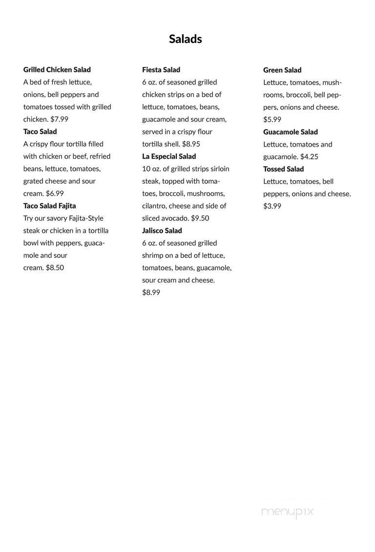 El Rey Asteca Restaurant - Mount Juliet, TN menu_pic
