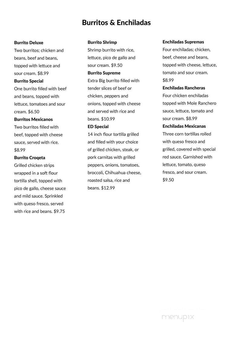 El Rey Asteca Restaurant - Mount Juliet, TN menu_pic