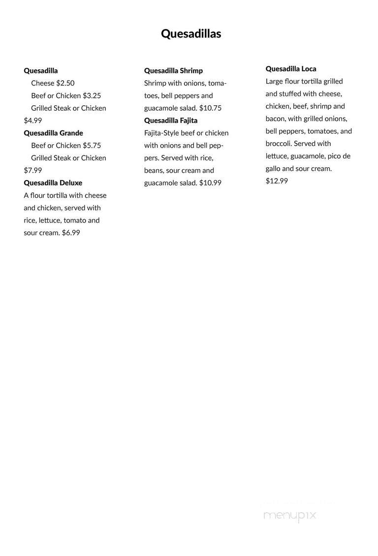 El Rey Asteca Restaurant - Mount Juliet, TN menu_pic