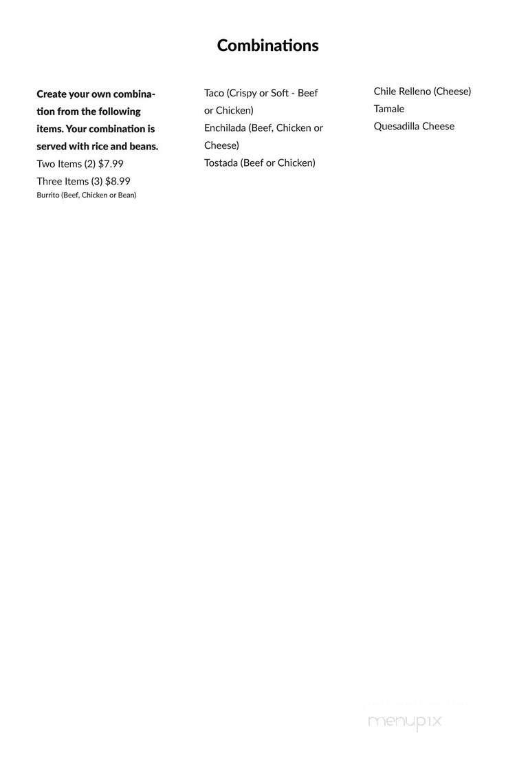 El Rey Asteca Restaurant - Mount Juliet, TN menu_pic