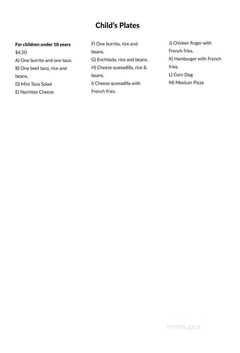 El Rey Asteca Restaurant - Mount Juliet, TN menu_pic