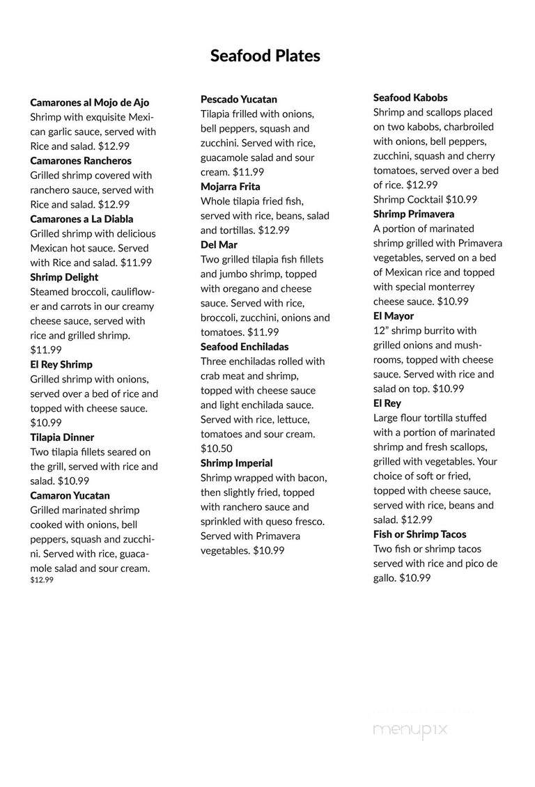 El Rey Asteca Restaurant - Mount Juliet, TN menu_pic