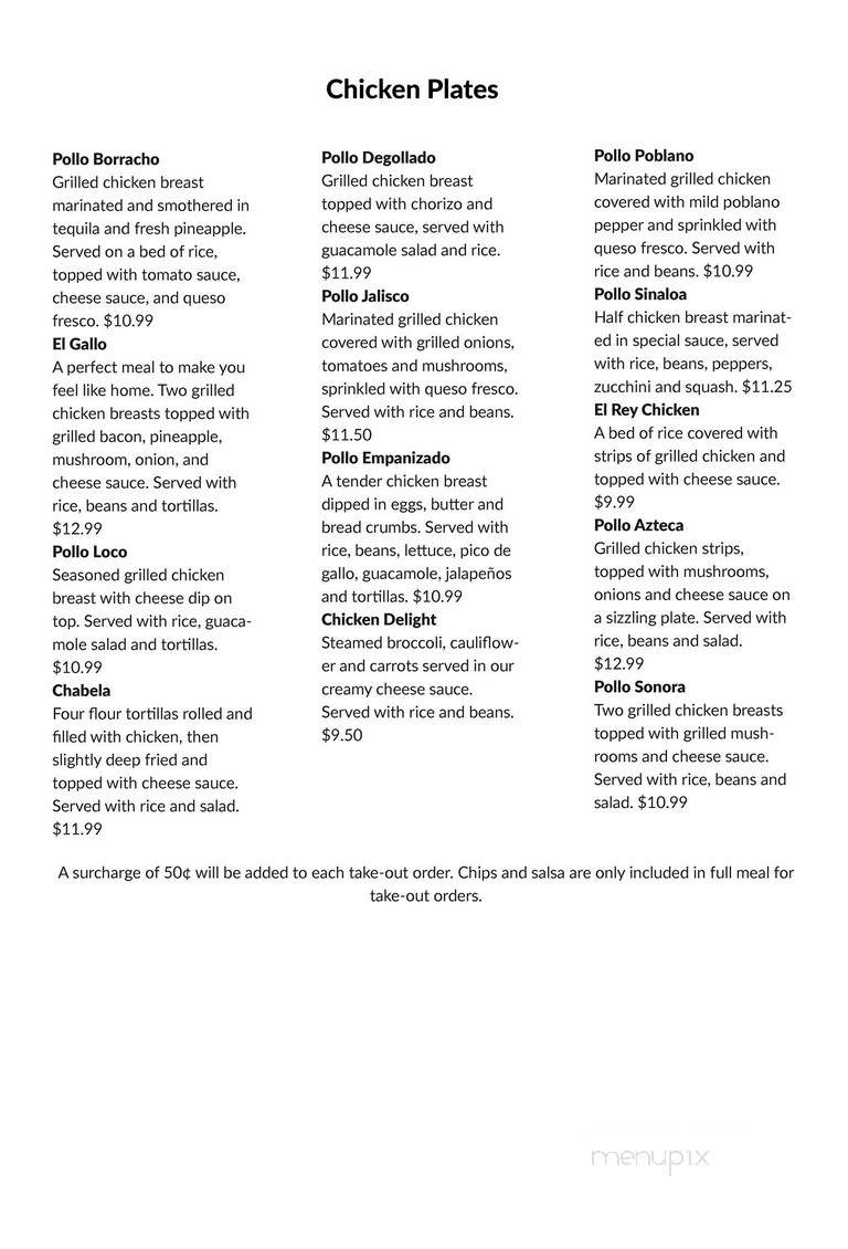 El Rey Azteca Mexican Restaurant - Celina, TN menu_pic