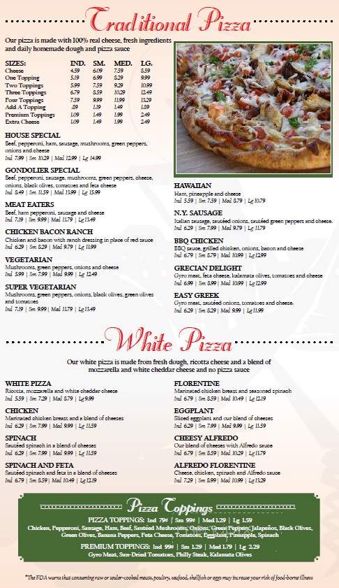 Gondolier Italian Restaurant - Maryville, TN menu_pic