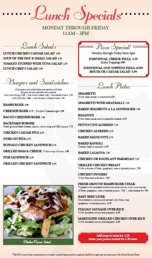 Gondolier Italian Restaurant - Maryville, TN menu_pic